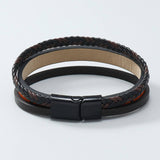 MULTI LAYER HAND WOVEN PU LEATHER CROSS BRACELET_CWMM4528