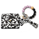MEN S COW PRINT WALLET KEYCHAIN WITH SILICONE BEADS_CWAB4994