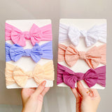 BABY BOW HEADBANDS SET SOFT NYLON WIDE BAND_CWAHA6750