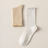 Vertical Stripes Thin Solid Ruffle Crew Socks_Cwms0948