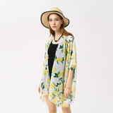 LEMON PRINT OPEN FRONT KIMONO CARDIGAN FOR SUMMER_CWASC0794