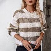 Vintage Loose Crew Neck Floral Knitwear