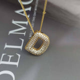 COPPER ZIRCONIA 26 LETTERS PENDANT NECKLACE_CWMM5869