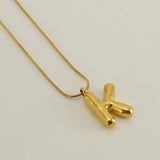 BALLOON STYLE 18K GOLD LETTER PENDANT NECKLACE_CWAJE0691