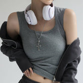 PURE COTTON VEST BOTTOMING CAMISOLE BASIC TANK TOP_CWTTK0793