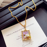 MONET GARDEN OIL PAINTING STYLE FASHION NECKLACE_CWAJE2365