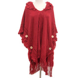 Women Poncho Sweater Cozy Cape With Hood