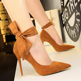 SUEDE SHALLOW POINTED TOE STRAPPY HIGH HEELS_CWSHH0074