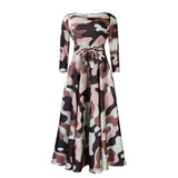 FASHIONABLE LACE UP PRINTED OVERSIZED DRESS_CWDMD3697