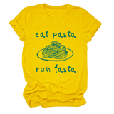 Trendy Womens Short Sleeve Tee Eat Pasta Run