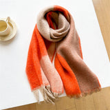 GEOMETRIC FRINGE WOOL SCARF THICK COLORBLOCK SHAWL_CWASC0978