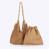 HAND WOVEN SHOULDER BAG MESH BEACH HOLIDAY BAG_CWAB4677