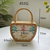HANDMADE RATTAN BASKET SHELL STORAGE HANDBAG_CWMM4550