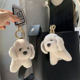 NEW CUTE FUR PENDANT LITTLE WHITE DOG KEYCHAIN_CWMM2488