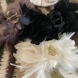 FRENCH OSTRICH FEATHER HAIR CLAW FLUFFY LARGE CLIP_CWAHA4017