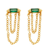 COLORED ZIRCON CHAIN TASSEL EARRINGS_CWAJE1020