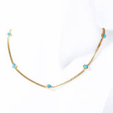 SIMPLE NATURAL TURQUOISE CLAVICLE NECKLACE_CWMM5601