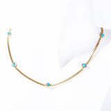 SIMPLE NATURAL TURQUOISE CLAVICLE NECKLACE_CWMM5601