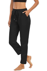 Solid Pocket High Waist Casual Pants_Cwblp0382