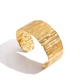 MINIMALIST 18K GOLD WIDE TEXTURED OPEN CUFF_CWAJE4838