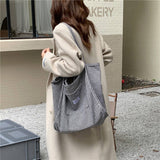 Cwab3906_Houndstooth Canvas Shoulder Tote Bag