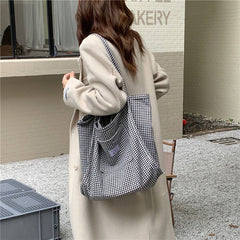 Cwab3906_Houndstooth Canvas Shoulder Tote Bag
