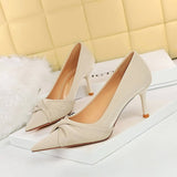 FASHION SEXY SHALLOW MOUTH POINTED BOW HIGH HEELS_CWSHH0088