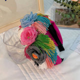 FLORAL FABRIC HEADBAND BOLD TASSEL HAIR ACCESSORY_CWAHA5662
