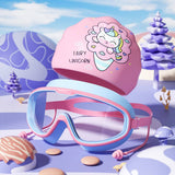 KIDS SWIM GOGGLES CAP SET HD LARGE FRAME_CWMM6645