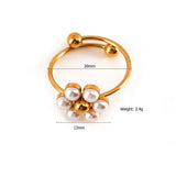 FASHION STEEL DAISY NECKLACE WITH PEARL SET_CWMM8837