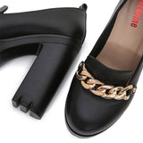 Woman Black Platform Chunky High-Heeled Shoes