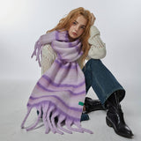 PURPLE STRIPE SCARF SOFT WARM WRAP FOR STUDENTS_CWASC2374