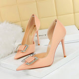 Women Rhinestone Buckle High Heels