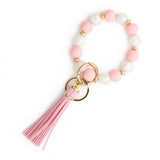 SILICONE BEAD BRACELET KEYCHAIN WITH TASSEL_CWAB5026