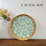 RATTAN FRUIT PLATE TEA ROOM SHELLBASKET ROUND PLATE_CWMM4495