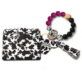 MEN S COW PRINT WALLET KEYCHAIN WITH SILICONE BEADS_CWAB4994