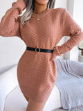 Solid Color Long Sleeved Knit Skirt With Base