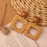 NEW VINTAGE SIMIAN GRASS VINE WOVEN EARRINGS_CWAJE4011