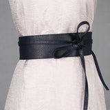 Wide Ribbon Bow Two Circle Belt Waist Seal_Cwabe0338