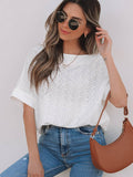 Solid Color Half Sleeve Mesh Round Neck T-Shirt