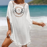 SOLID COLOR STITCHING SEXY BEACH SWIMSUIT COVER UP_CWMW0667