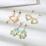 OIL PAINTING CHERRY BLOSSOM RABBIT EARRINGS_CWAJE2422