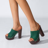 Waterproof High-Heeled Thick-Heeled Sandals