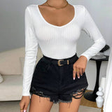 Wear A Slim-Fit V-Neck Long Sleeve Jumpsuit