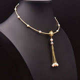 Womens Vintage Tassel Natural Pearl Necklace