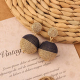 NEW VINTAGE SIMIAN GRASS VINE WOVEN EARRINGS_CWAJE4011