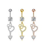 NEW HEART CZ DANGLE NAVEL RING PIERCING JEWELRY_CWMM9375