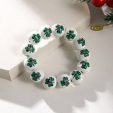 ST PATRICKS DAY WHITE WOOD BEAD BRACELET SET_CWMM3505