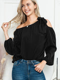 Solid Color Knotted Off-The-Shoulder Top