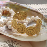 18K GOLD SPIRAL OPEN BANGLE TEXTURED STEEL_CWAJE4671